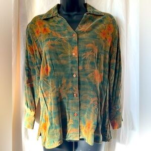 Tianello Tencel And Rayon Button Down Womens Sz XS Hawaiian Shirt